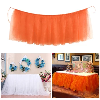 Декор для вечеринки Мягкая юбка для стола из полиэстера, домашний текстиль, комплект юбок для банкета, фестиваля, свадебного стола, легкая объемная вуаль
