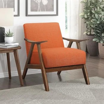 Деревянный стул для гостиной, кресло для отдыха с подлокотником, Оранжевые кресла для отдыха, мебель для дома