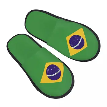 Домашние Теплые Тапочки С Бразильским Флагом, Зимние Домашние Плюшевые Тапочки, Модные Домашние Мягкие Пушистые Тапочки 0