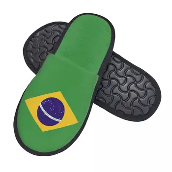 Домашние Теплые Тапочки С Бразильским Флагом, Зимние Домашние Плюшевые Тапочки, Модные Домашние Мягкие Пушистые Тапочки 1