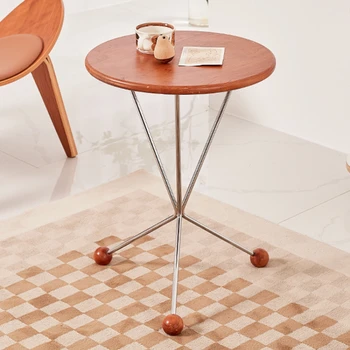 Журнальный столик из массива дерева в скандинавском минимализме, гостиная для маленькой квартиры, вишневая сторона, современная светлая роскошная мебель
