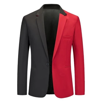 Изысканный мужской костюм для свадебной вечеринки, блейзер, приталенный офисный пиджак, верхняя одежда Белого / красного цвета M 2XL, стильный смокинг в стиле