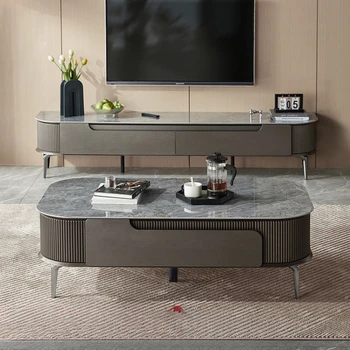 Итальянский Легкий Роскошный журнальный столик для телевизора, комбинированная Бытовая мебель из каменной плиты, подставка для телевизора