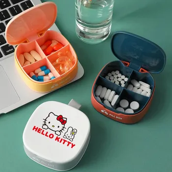 Коробка для Лекарств Kawaii Sanrio Hello Kittys Милые Аниме Мини Товары Для Дома Путешествия Портативный Ящик Для Хранения Таблеток Подарок На День Рождения Для девочек
