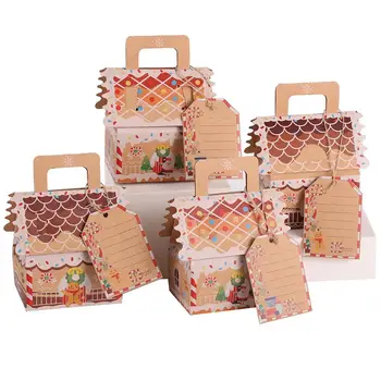 Коробка для рождественских украшений, подарочная коробка для печенья, изысканная Рождественская подарочная коробка в форме домика, праздничный контейнер для конфет и печенья для вечеринки
