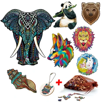 Креативные 3D-пазлы неправильной формы с животными, Очаровательные Логические игры со Слоном, Львом и Медведем, Специальные Пазлы для взрослых и детей 0
