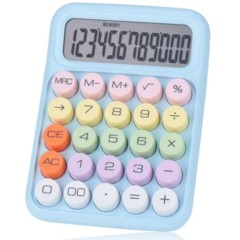Механический кнопочный калькулятор, 12-значный ЖК-дисплей, большие кнопки, которые легко нажимать, красочный калькулятор конфет 0