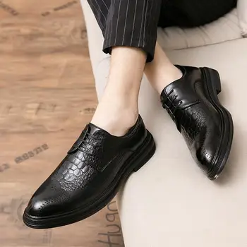 Мужская обувь Осень 2023, Новая Шанхайская Черная Кожаная Обувь, Мужская Шеф-повар, Работающий По Охране труда, Модная обувь Zhongbang