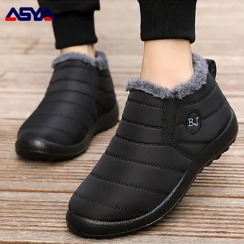Мужские ботинки ASYAPOY, водонепроницаемая зимняя обувь, мужские ботильоны без застежки, сохраняющие тепло зимние ботинки Botas Hombre 0
