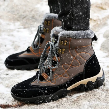 Мужские зимние ботинки, Новые Модные Плюшевые Теплые Зимние Мужские Ботинки без Каблука, Уличная Зимняя обувь для мужчин, Армейские ботинки в стиле Милитари для мужчин 5