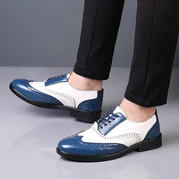 Мужские новые резные туфли большого размера, соответствующие цветовому тренду, деловые туфли для молодых мужчин C1163 2
