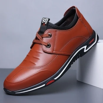 Новая повседневная мужская обувь Commercial Affairs на мягкой подошве противоскользящие ботинки для вождения Tenis Masculino Мужская кожаная обувь Бесплатная доставка