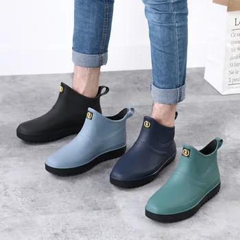 Новые модные водонепроницаемые нескользящие мужские непромокаемые ботинки с короткой трубкой, кухонные рабочие, рыболовные непромокаемые ботинки, обувь для автомойки, Резиновая Обувьdf 3