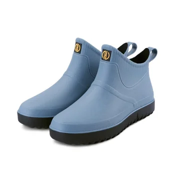 Новые модные водонепроницаемые нескользящие мужские непромокаемые ботинки с короткой трубкой, кухонные рабочие, рыболовные непромокаемые ботинки, обувь для автомойки, Резиновая Обувьdf 4
