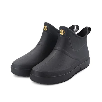 Новые модные водонепроницаемые нескользящие мужские непромокаемые ботинки с короткой трубкой, кухонные рабочие, рыболовные непромокаемые ботинки, обувь для автомойки, Резиновая Обувьdf 5