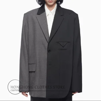 Новый весенне-осенний молодежный свободный повседневный костюм, черный, серый, модный мужской пальто большого размера