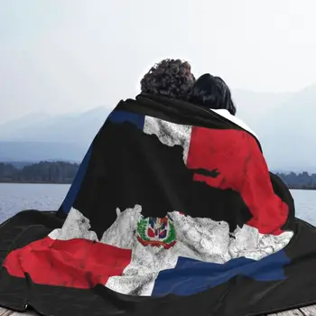 Одеяло с флагом Доминиканской Республики, Бархатное Осенне-Зимнее Портативное Супер Мягкое Покрывало для домашнего дивана, Покрывало 3