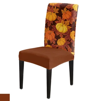 Осенний День Благодарения, Кленовые листья, Тыквенный чехол для стула, эластичный чехол для обеденного стула, чехол из спандекса для офисного кресла