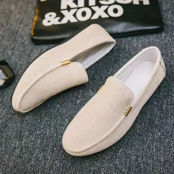Повседневная и удобная мужская обувь, дышащая парусиновая обувь 2023, новая мужская повседневная корейская версия, тренд One Step Lazy Shoes