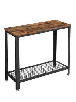 Приставной столик, двухъярусная тумбочка с сетчатой полкой, приставной столик для небольших помещений, простой в сборке, мебель со стальным каркасом