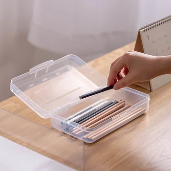 Прозрачный пенал, Жесткий Пластиковый Пенал, Коробка для карандашей, Пенал для карандашей для эскизов, Органайзер для канцелярских принадлежностей, Коробка для хранения 0