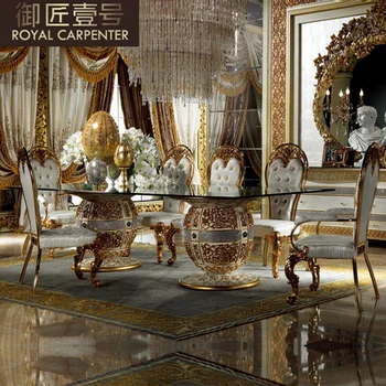 Ресторанная мебель в европейском стиле, большая семейная вилла, резной прямоугольный стол ручной работы из массива дерева