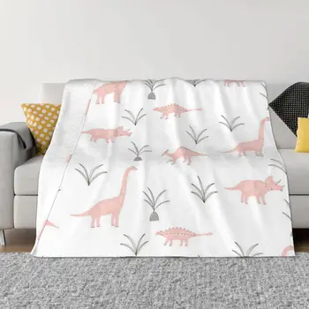 Розовые динозавры, простое одеяло, флисовое осеннее многофункциональное легкое покрывало для кровати, покрывало для кровати на открытом воздухе