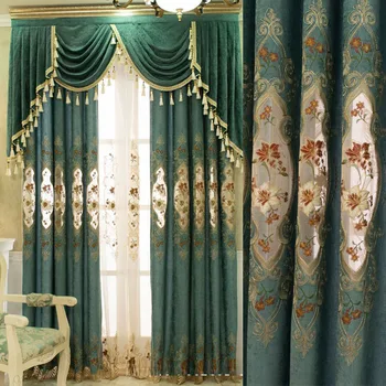 Роскошные шторы из синели в Европейском стиле Готовые Шторы Подходят для Гостиной Спальни Шторы с вышивкой Чили На Заказ