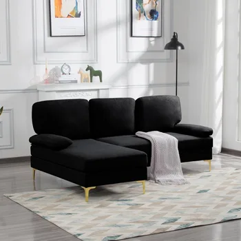 Современный секционный диван с шезлонгом, угловой диван L-образной формы, удобный диван и диван с каркасом из массива дерева 0