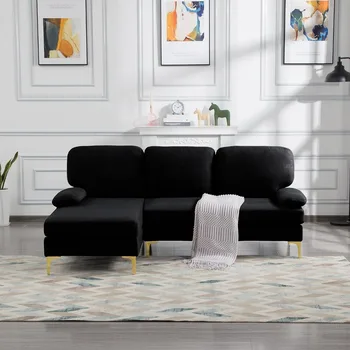 Современный секционный диван с шезлонгом, угловой диван L-образной формы, удобный диван и диван с каркасом из массива дерева 5