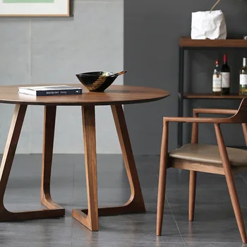 Столы и стулья в японском стиле, скандинавские столы и стулья из массива дерева, простая современная мебель для небольшого домашнего хозяйства Log dini