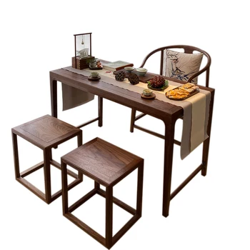 Чайный столик из массива черного ореха и сочетание стула на балконе маленький чайный столик Zen tea table
