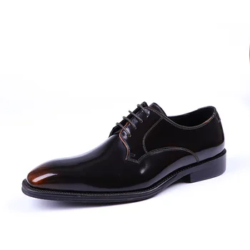 Черные / темно-коричневые деловые туфли-дерби из натуральной кожи, свадебные туфли-дерби, мужские туфли для выпускного вечера