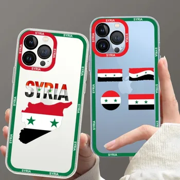 Чехол Для телефона с сирийским флагом для iPhone 11 12 Mini 13 14 15 Pro Max Прозрачный корпус