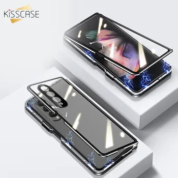 Чехол из специального стекла KISSCASE Magnetic Nano для мобильного телефона Samsung Galaxy Z Fold3 HD / защита от подглядывания на 360 ° для чехлов Z Fold3